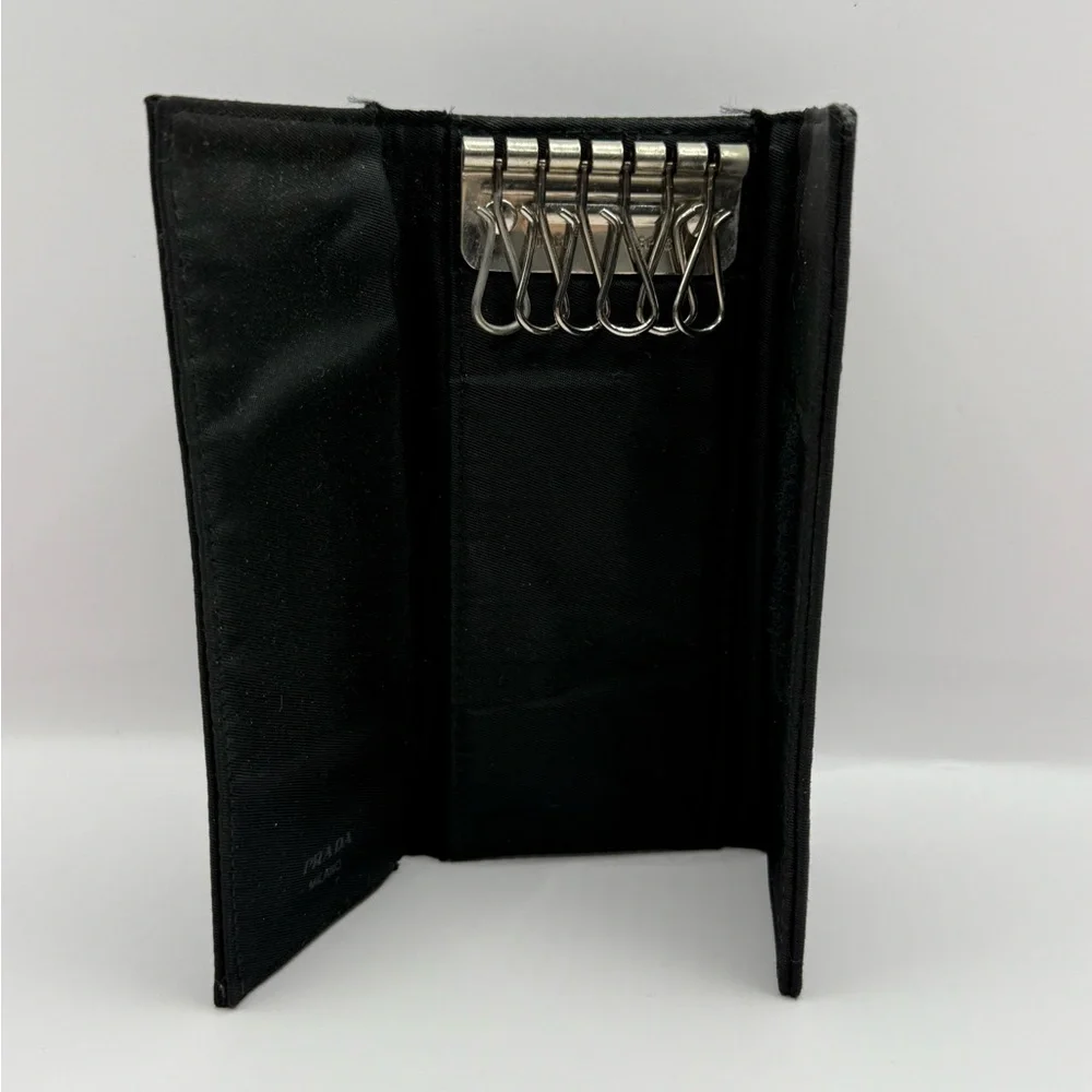Prada Logo Plate Nylon 6 Ring Key Case - Picture 3 of 3